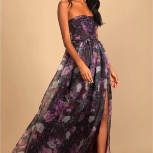 Elegant Floral Strapless Dress bustier look